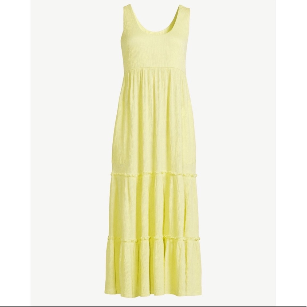 Scoop Sleeveless Neon Yellow Maxi Dress